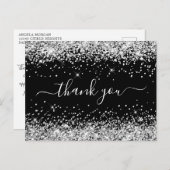 Zilver Glitter Zwart 40e Verjaardag Bedankt Briefkaart (Voorkant / Achterkant)