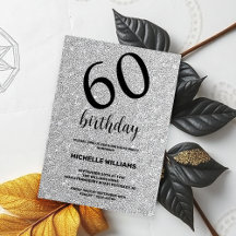 Zilver Glitter Zwart Calligrafie Verjaardag