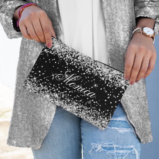 Zilver Glitter Zwart Etui