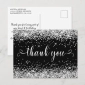 Zilver Glitter Zwart Sweet 16 Hartjes Dank je wel Briefkaart (Voorkant / Achterkant)