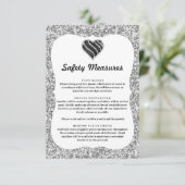 Zilver Glitter Zwart & Wit Hart Veiligheidsmaatreg Informatiekaartje (Staand voorkant)