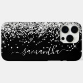 Zilver Glitter Zwarte Meisjesachtige Handtekening Case-Mate iPhone Case (Achterkant (horizontaal))