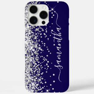 Zilver Glitter Zwarte Meisjesachtige Handtekening iPhone 16 Pro Max Hoesje