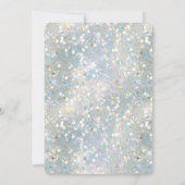 Zilver Glitterfeest Blauw Witte Bokeh Verjaardag Kaart (Achterkant)