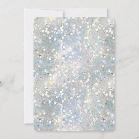 Zilver Glitterfeest Blauw Witte Bokeh Verjaardag Kaart (Achterkant)