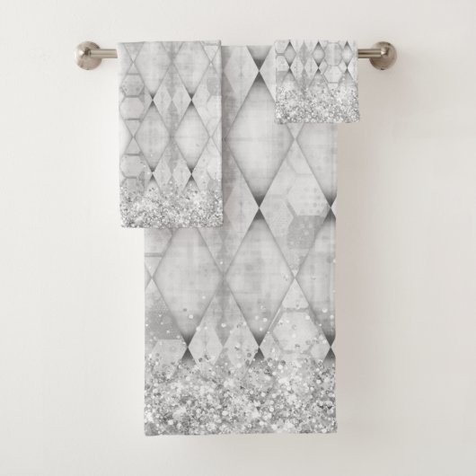 Zilver Glitterij Abstract Harlekijn Bad Handdoek (Insitu)