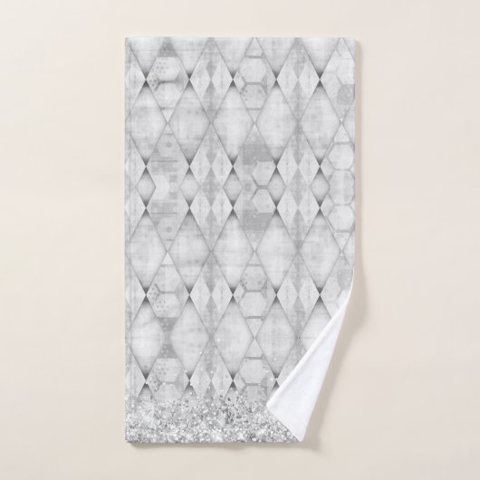 Zilver Glitterij Abstract Harlekijn Bad Handdoek (Handdoek)