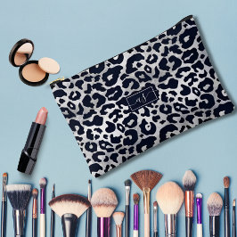 Zilver Glitterprint Zwart Luipaard Monogram Namen  Etui