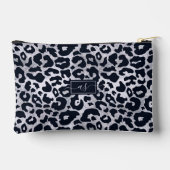 Zilver Glitterprint Zwart Luipaard Monogram Namen Etui (Achterkant)