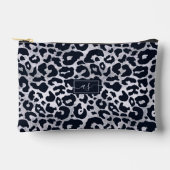 Zilver Glitterprint Zwart Luipaard Monogram Namen Etui (Voorkant)