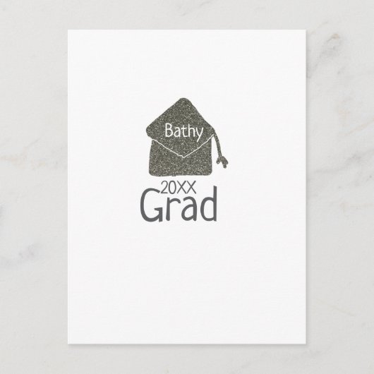 Zilver glitters afstuderen baret met naam afstudee briefkaart (Voorkant)