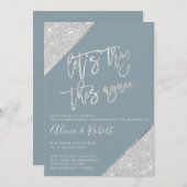 Zilver glitters blauw wijzig de datum probeer opni save the date (Voorkant / Achterkant)