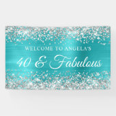 Zilver Glitters Turquoise Blauwe Folie 40 & Fabulo Spandoek (Horizontaal)