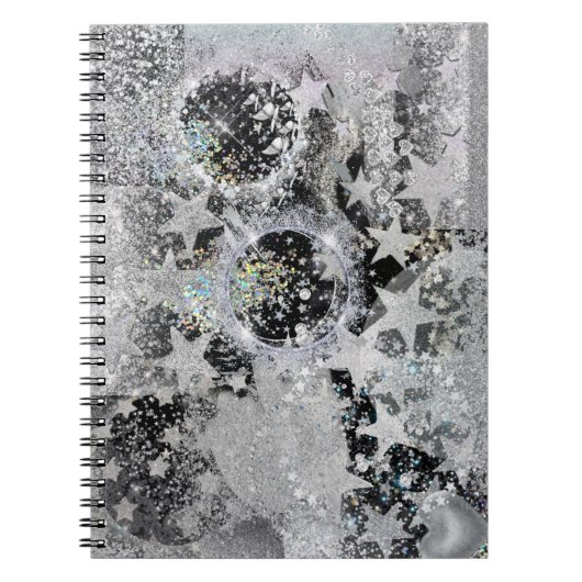 Zilver Glittery Design op spiral Notitieboek/Journ Notitieboek (Voorkant)