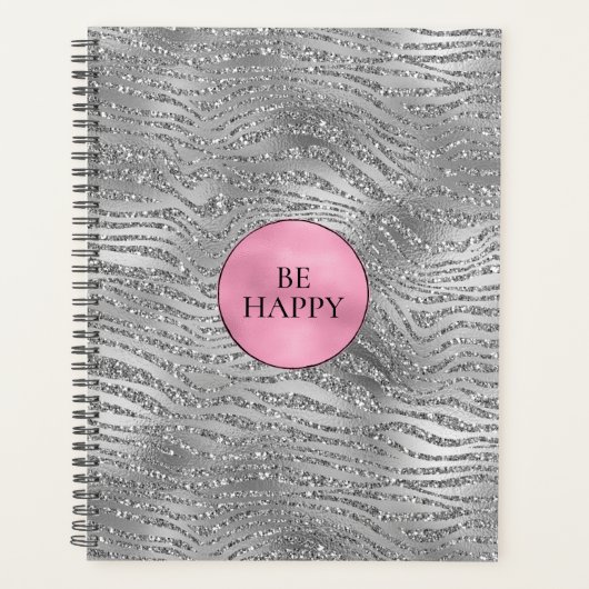Zilver Glitz Zebraprint Planner (Voorkant)