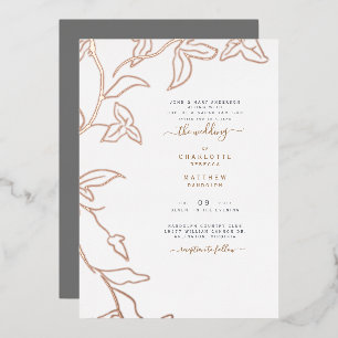 Zilver & Gold Dripping Ivy Wedding Folie Uitnodigi Uitnodiging