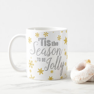 Zilver Gold Kersttypografie Koffiemok