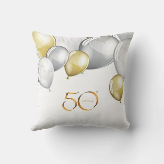 Zilver/goud 50e verjaardag werpt kussen. kussen (Achterkant)