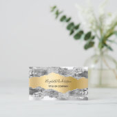 Zilver goud agaat marmer QR code Visitekaartje (Staand voorkant)