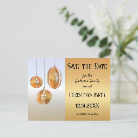 Zilver Goud Artistieke Kerst Save the Date Briefkaart (Staand voorkant)