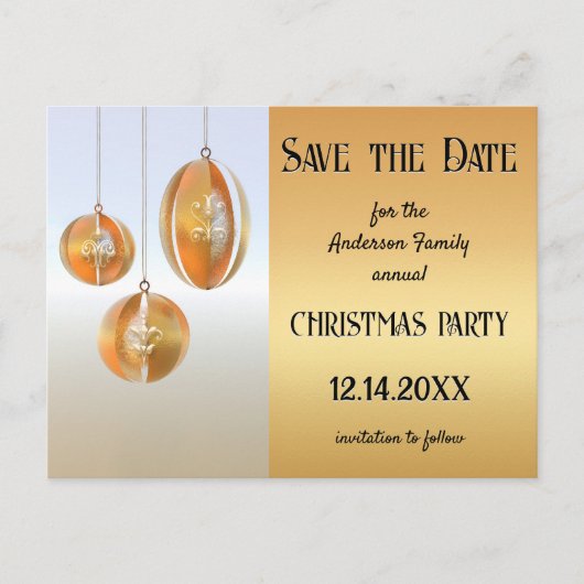 Zilver Goud Artistieke Kerst Save the Date Briefkaart (Voorkant)