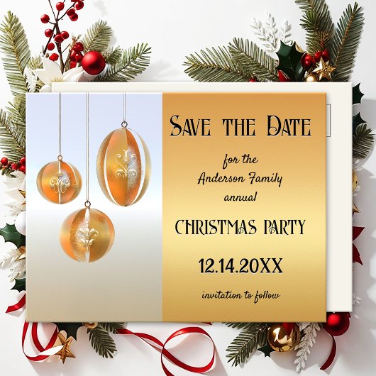 Zilver Goud Artistieke Kerst Save the Date Briefkaart