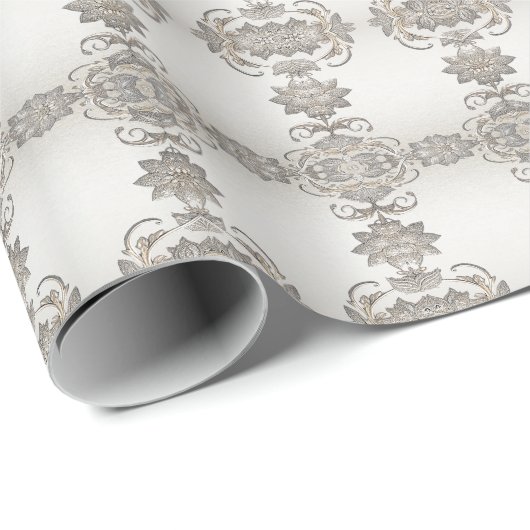 Zilver Goud Bloem Verpakkings Papier (Rol Hoek)