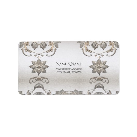 Zilver Goud Bloemen Adres Label (Voorkant)