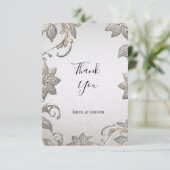 Zilver Goud Bloemen Dank u kaart (Staand voorkant)
