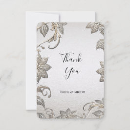 Zilver Goud Bloemen Dank u kaart