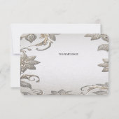 Zilver Goud Bloemen Dank u kaart (Achterkant)