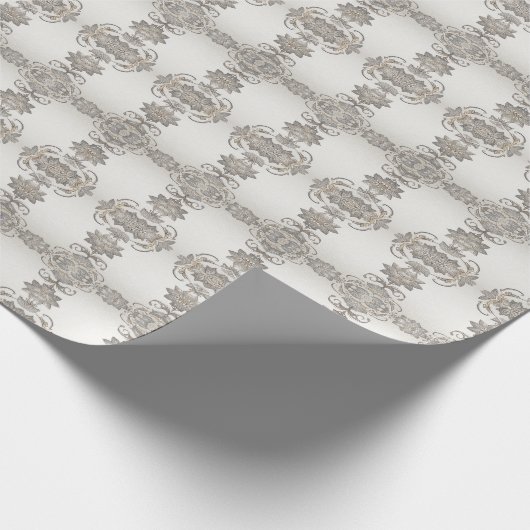 Zilver Goud Bloemen Inpakpapier (Hoek)