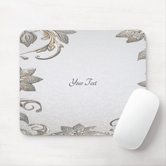 Zilver Goud Bloemen Mousepad Muismat (Met muis)