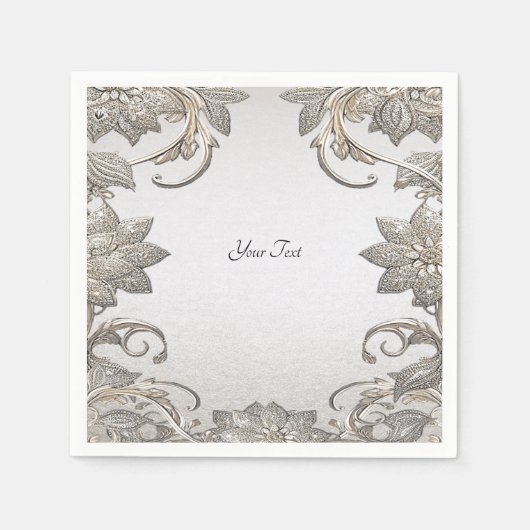 Zilver Goud Bloemen servetten (Voorkant)