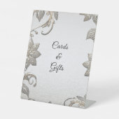 Zilver Goud Bloemen Tafelblad Tekenen Reclamebord Met Voetstuk (Voorkant)