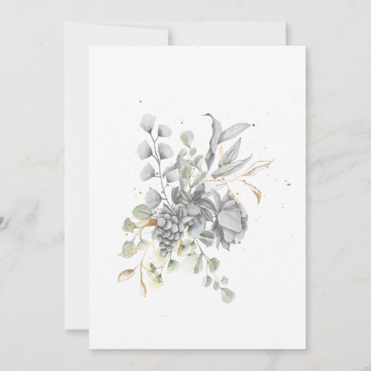 Zilver Goud Bloemig Elegant Vierkant Open Huis Kaart (Achterkant)