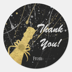 Zilver & Goud Champagne Feest Favor Ronde Sticker