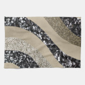 Zilver Goud Chevron Glitter Glam 1 Theedoek (Horizontaal)