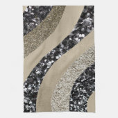 Zilver Goud Chevron Glitter Glam 1 Theedoek (Verticaal)