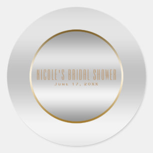 Zilver & Goud Elegante Klasse Glam Bruiloftsgesche Ronde Sticker