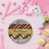 Zilver, Goud en geruite 7" rond papier Bord (Feest)