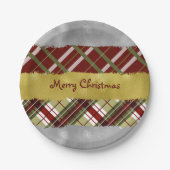 Zilver, Goud en geruite 7" rond papier Bord (Voorkant)