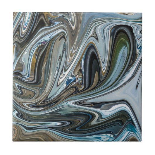 Zilver, goud en turquoise abstract patroon tegeltje (Voorkant)