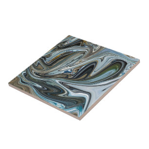 Zilver, goud en turquoise abstract patroon tegeltje