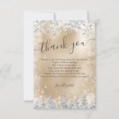 Zilver goud folie sneeuw pijnboom winter bruidsdou bedankkaart (Voorkant)
