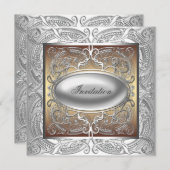 Zilver Goud Gelegenheid Feest Uitnodiging (Voorkant / Achterkant)