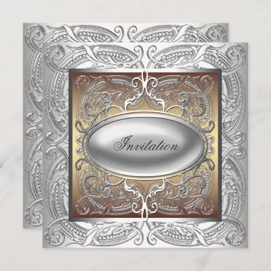 Zilver Goud Gelegenheid Feest Uitnodiging (Voorkant / Achterkant)