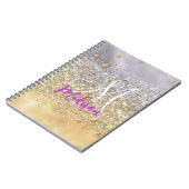 Zilver goud glinsterende sterren monogram cute notitieboek (Linkerzijde)
