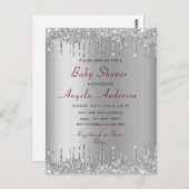 Zilver Goud Glitter Baby Jongen Douche Uitnodiging (Voorkant / Achterkant)