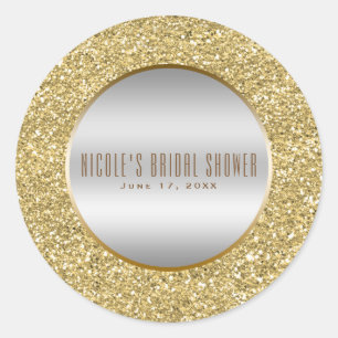 Zilver & Goud Glitter Glam Elegante bruiloft gunst Ronde Sticker